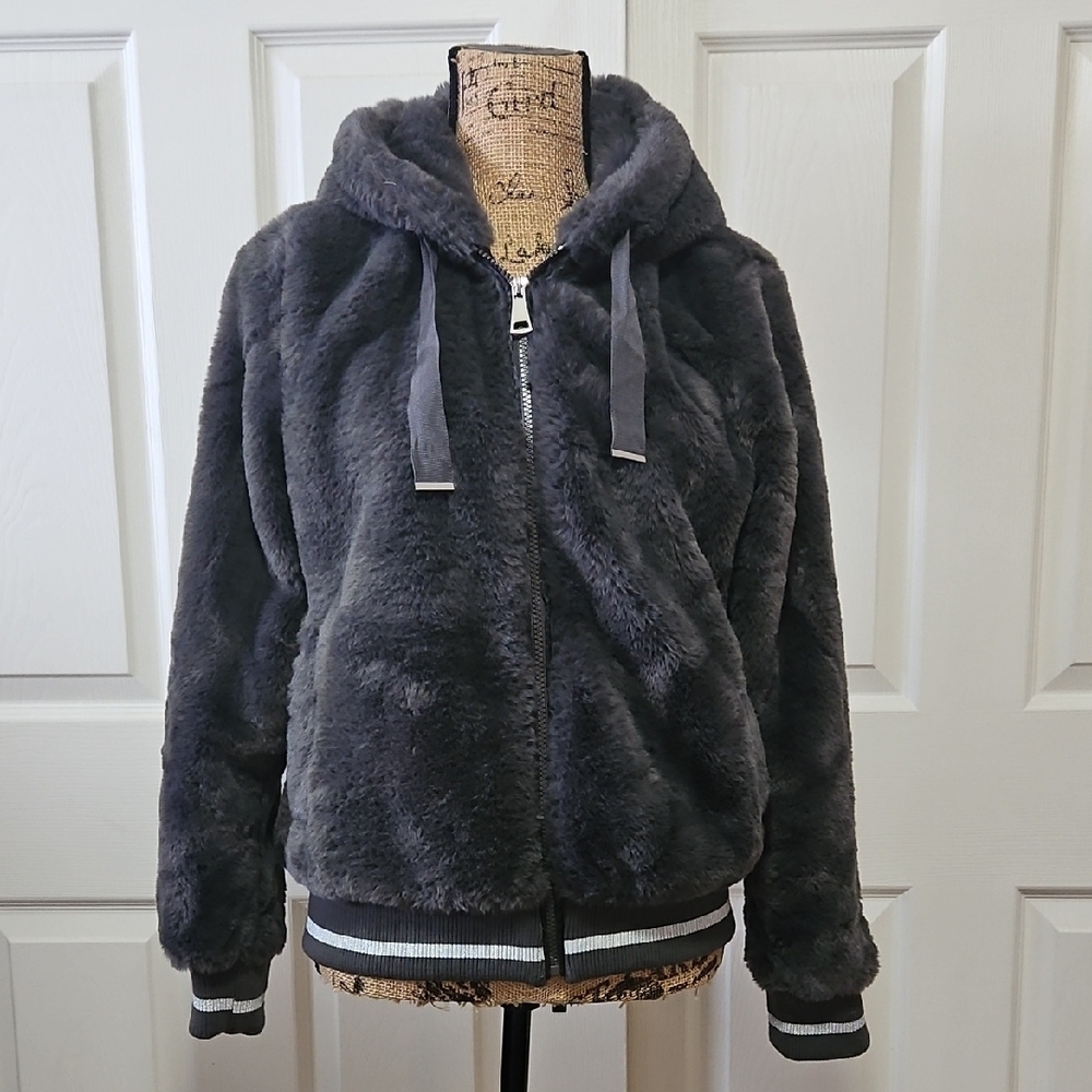 Cozy Gray Faux Fur Hoodie